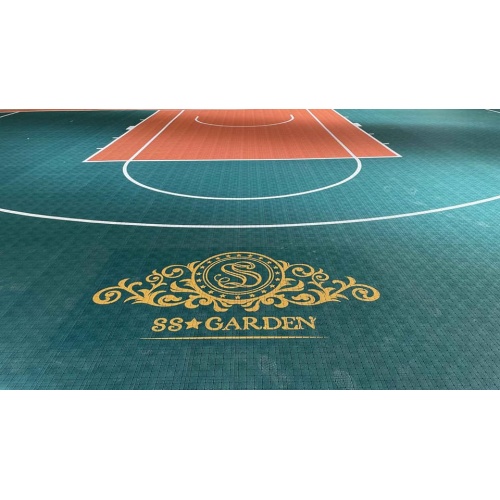 Jubin rata interlock modular untuk gelanggang bola tampar bola keranjang