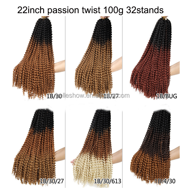 Hot sell passion twist hair 1water wave passion twists Synthetic Hair braiding 22inch ombre passion twist crochet