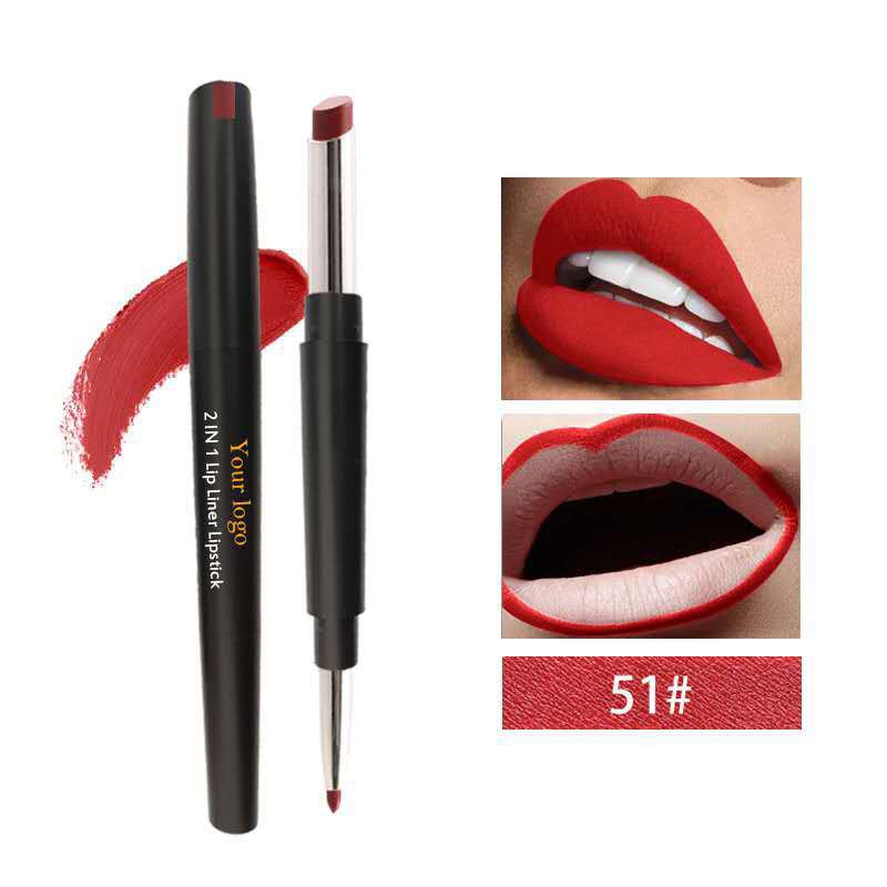 12 color Double ended lipstick lip liner Matte lip stick 2 in 1 multifunctional lipstick pvc waterproof Lip stick pen