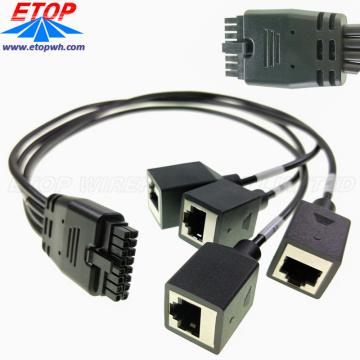 Overmolding Power micro-fit connectoren met 4in RJ45 Jack