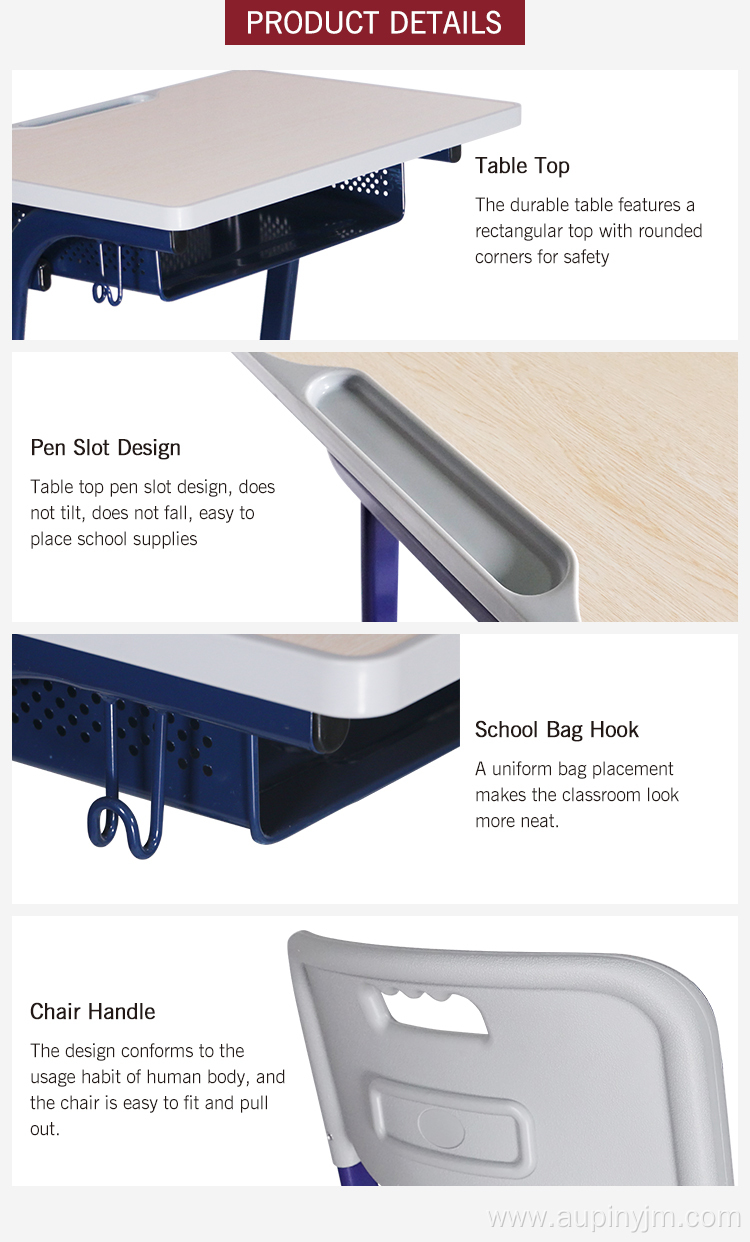 (Furntiure)Adjustable durable student desk and student chair