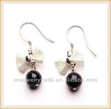 Beautiful 925 Silver Eardrop,Black Agate With Butterfly Knot Earrings Fashion 2013