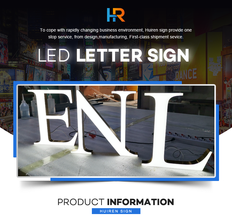 Outdoor frontlit 3d resin lighting channel letter led sign wall mounted