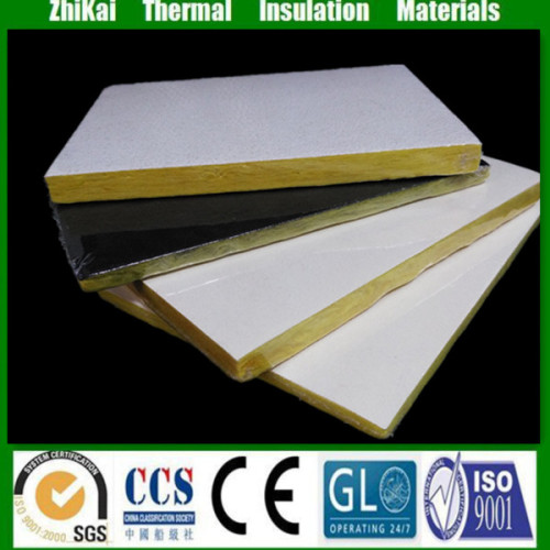 Fireproof and sound absorbing glass wool ceiling panel/ fiberglass acoustic ceiling board