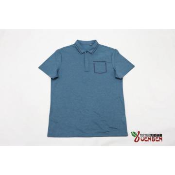 Men's Melange Slub Polo With Self Fabric Collar