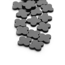 Black Onyx, Clover Both Side Flat, Loose Gemstone