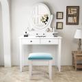 Bedroom Makeup Dressing Table with Rotating Oval Mirror