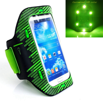 LED light Neoprene sports armband, led light armband, safety sport armband for iphone 6