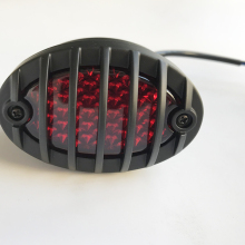Matt Black Oval Prison Bar Custom Bike Scooter Tail Light LED Brake Lamp