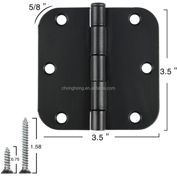 Black Security Hinges: 3.5 Inch Plain Bearing Hinges for Interior Doors