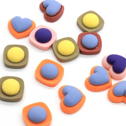 Pas cher en gros coeur rond en forme de résine perles artisanat ornements chambre bureau décoration charmes 100 pcs / sac Cabochon