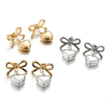 Yiwu Aceon Stainless Steel Domed Surface Bow Knot Earring Post Dangle Charm