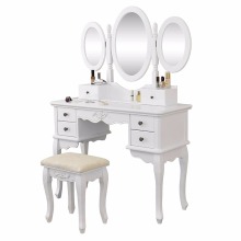 Bedroom Wood Dressing Table Makeup Dresser With Mirror