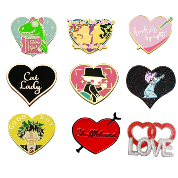 Custom Glitter Powder Heart Shape Hard Enamel Emblem