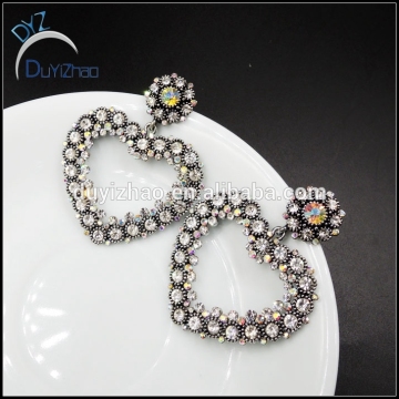 fashion big heart shape diamond earrings