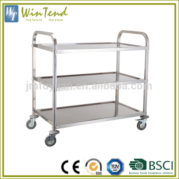 Hotel service trolley designs, 3 tier suqare tube food room service trolley