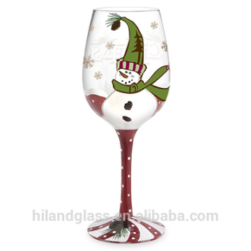 unique wholesale decorated snowman wine glass