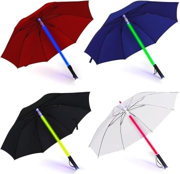 Windproof Golf Umbrellas with LED Flashlight Handles and 7 Color Changing Effects