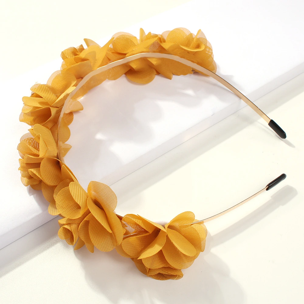 Good Quantiy Gauze Fabric Headband Beautiful Flower Fashion Hair Band Hoop Clip for Girl