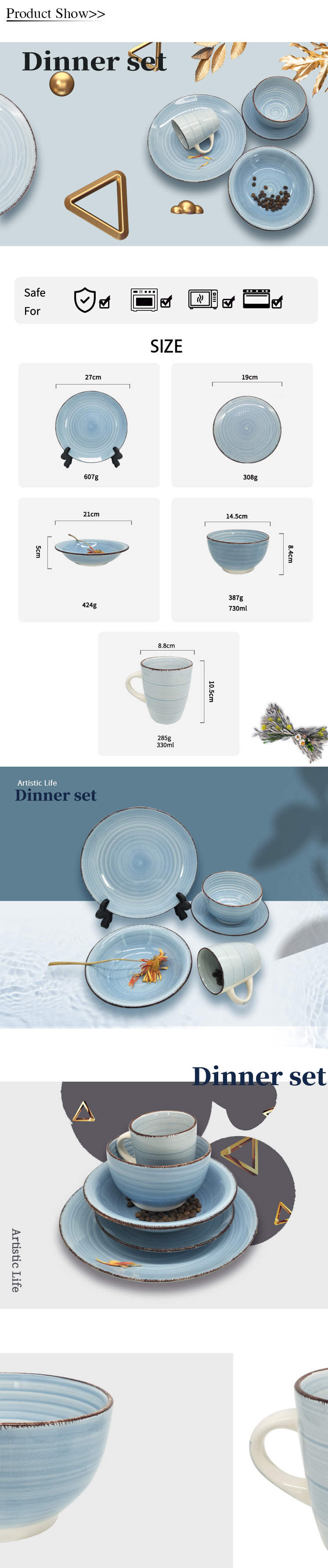 Personalized hand painted restaurant home luxury tableware plates dinner set with custom logo