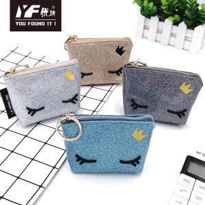 Glittering PU embroidery coin purse