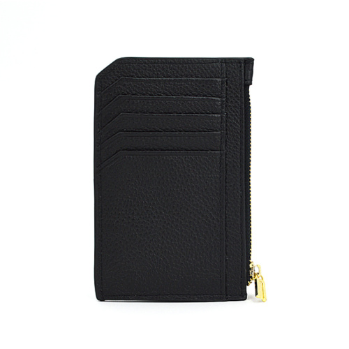 Hot Stamping Zipper Custom Credit Leather Card Holder