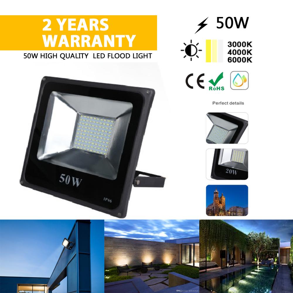 50W SMD AC85-265V ไฟ LED กลางแจ้ง กันน้ำได้