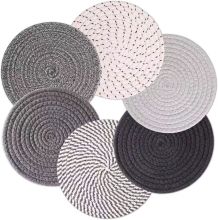 Handmade Braided Cotton Dining Table Mats: Insulation Pads, Round Placemats, Heat Resistant Cord Placements