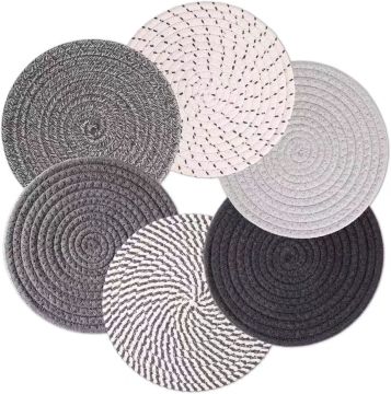 Handmade Braided Cotton Dining Table Mats: Insulation Pads, Round Placemats, Heat Resistant Cord Placements