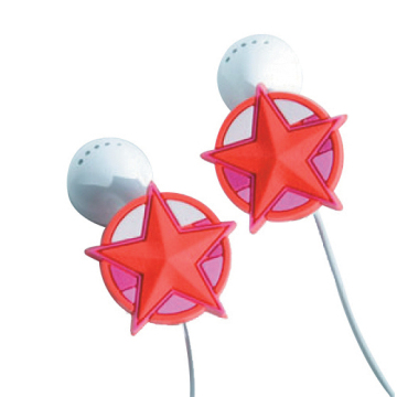 high sale red star mode engraved 2D soft pvc earphone charms