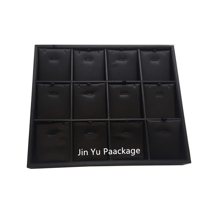 Black Wooden Leather Necklace Pendant Jewelry Exhibition Trays Display