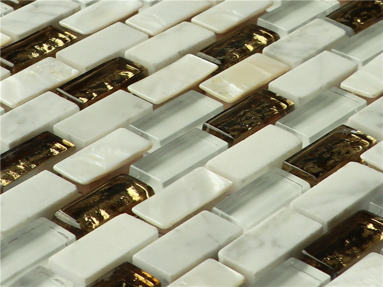 23X48mm Crystal Mix Shell White Glass Mosaic Tile