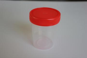 laboratory plastic single use specimen cup with spoon