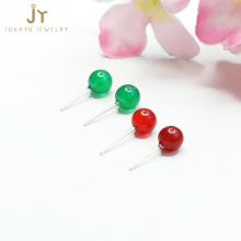 Wholesale S925 Silver Chalcedony and Agate Earrings in Green and Red