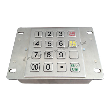 Stainless Steel Bank Device Encryption Pinpad With Voice For Bank Window