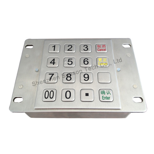 Stainless Steel Bank System Encryption Pinpad ma le leo mo le faamalama o le faletupe