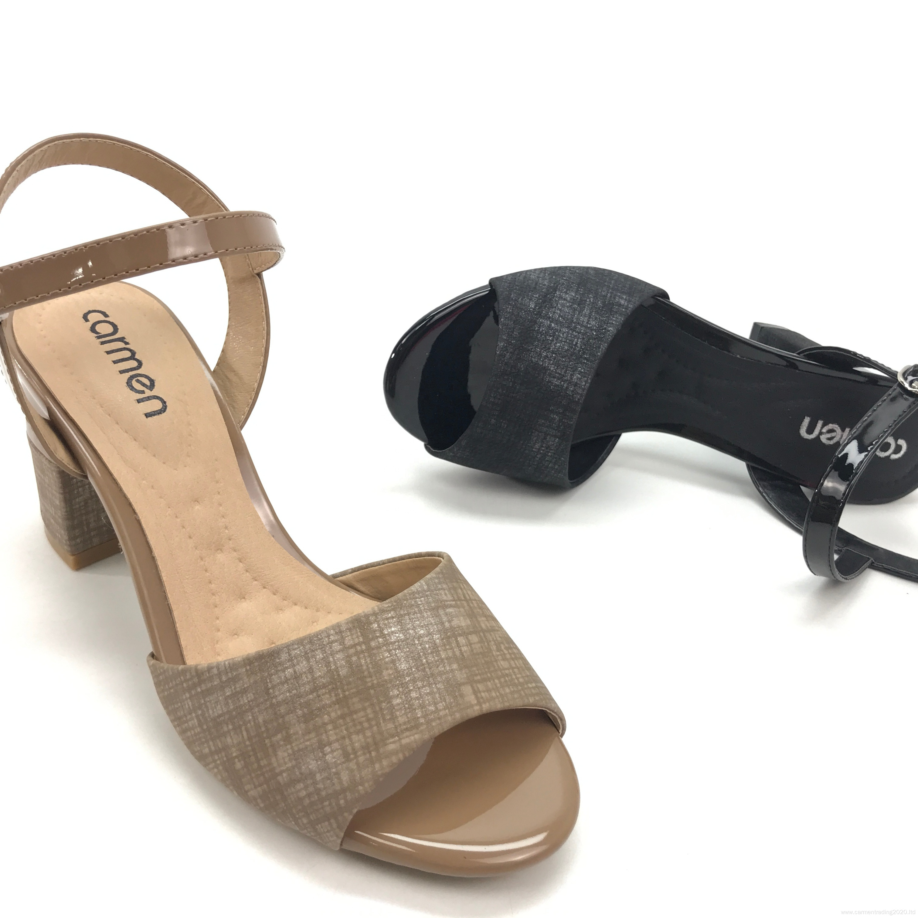 Ladies Fashion Ankle Strap Block Heeled Sandals