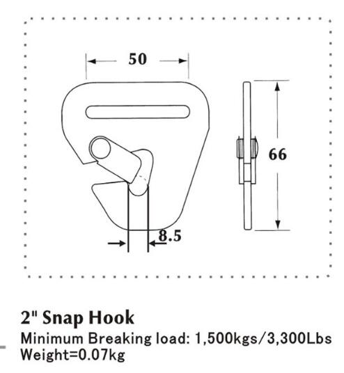 50mm Delta Flat Snap Hook Sliver Metal Zinc Paint