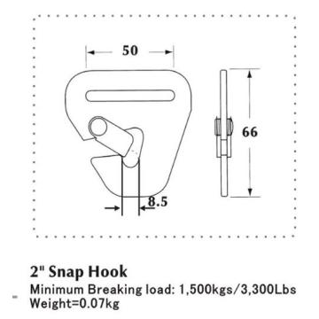 Delta 50mm Delta Flat Snap Hook Astilla Metal Zinc Pintura