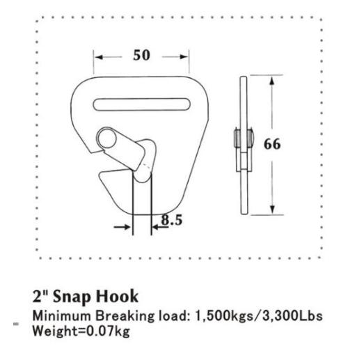 50mm Delta Flat Snap Hook Sliver Metal Zinc Paint