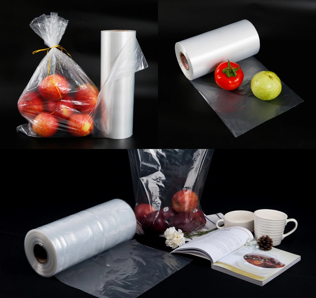 PE Material Transparent Fruit Vegetable Clear Plastic Shopping Bag on Roll for Supermarket