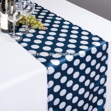 satin polka dot table runner navy blue/white