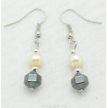 Freshwater pearl hematite beads earring