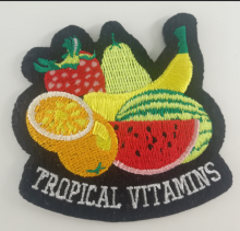 Black Felt Fruit Embroidery Patch Heat Glue Backing