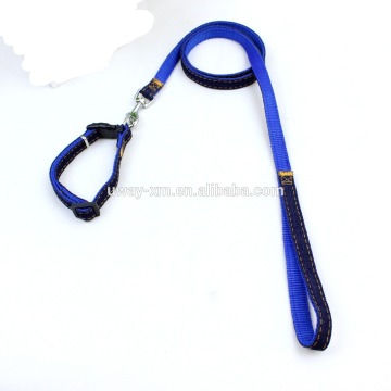 Blue jean pet collar and leash for dogs