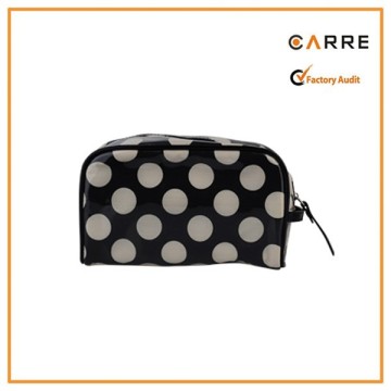 best promotional small faux patent leather cosmetic bag polka dot
