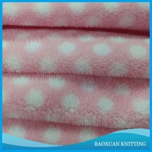 100%polyester wholesale custom white speckles in pink printed coral fleece fabric for the sheets