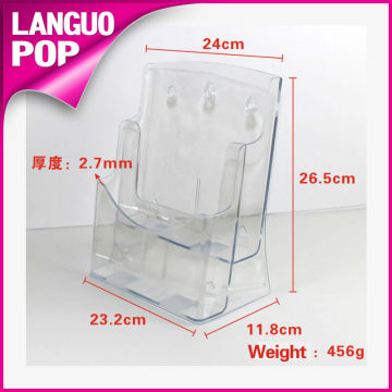 transparent tabletop Acrylic magazine display stand holders