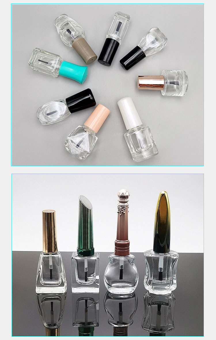 10 ml ny design nagel UV gelglasflaska fyrkantig nagellackflaska med mössa och borste