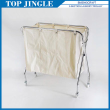 Movable 3 Section Canvas Laundry Trolley